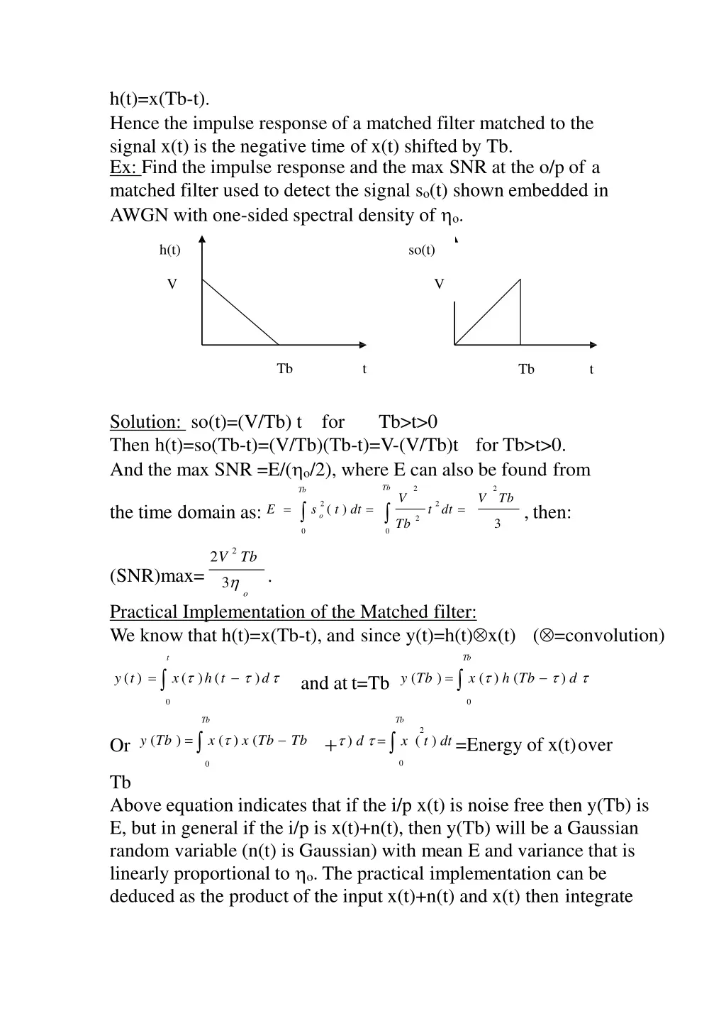 h t x tb t hence the impulse response
