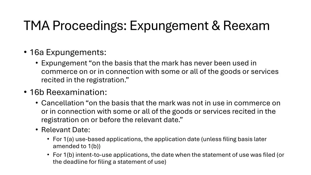 tma proceedings expungement reexam