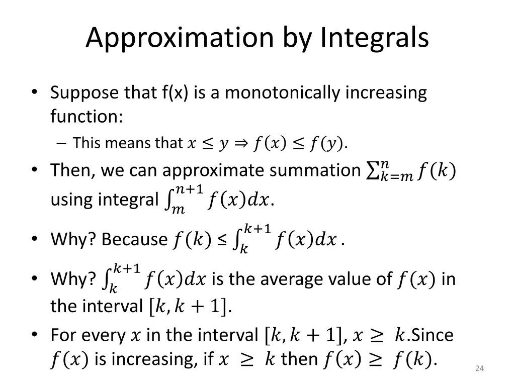 approximation by integrals