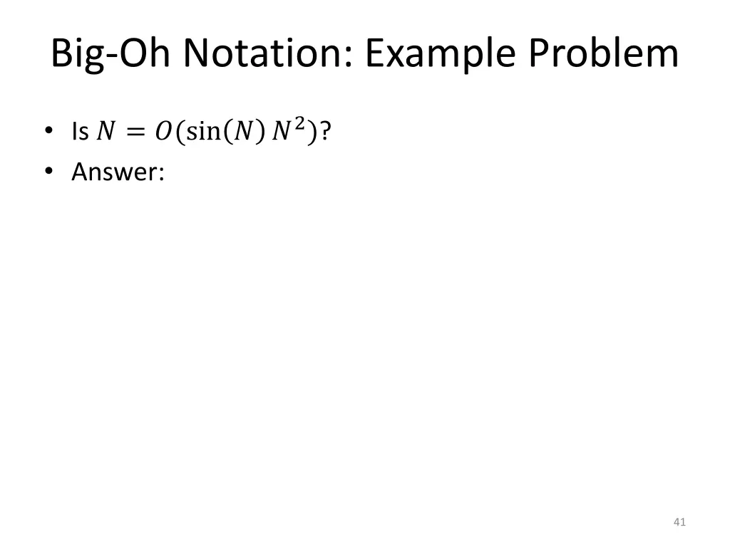 big oh notation example problem