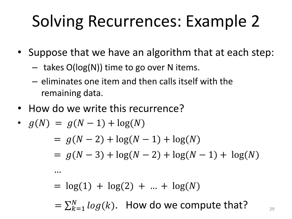 solving recurrences example 2 1