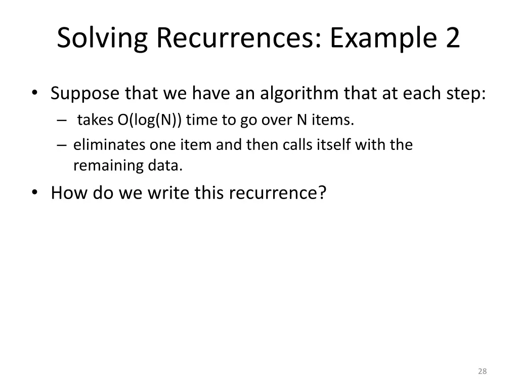 solving recurrences example 2