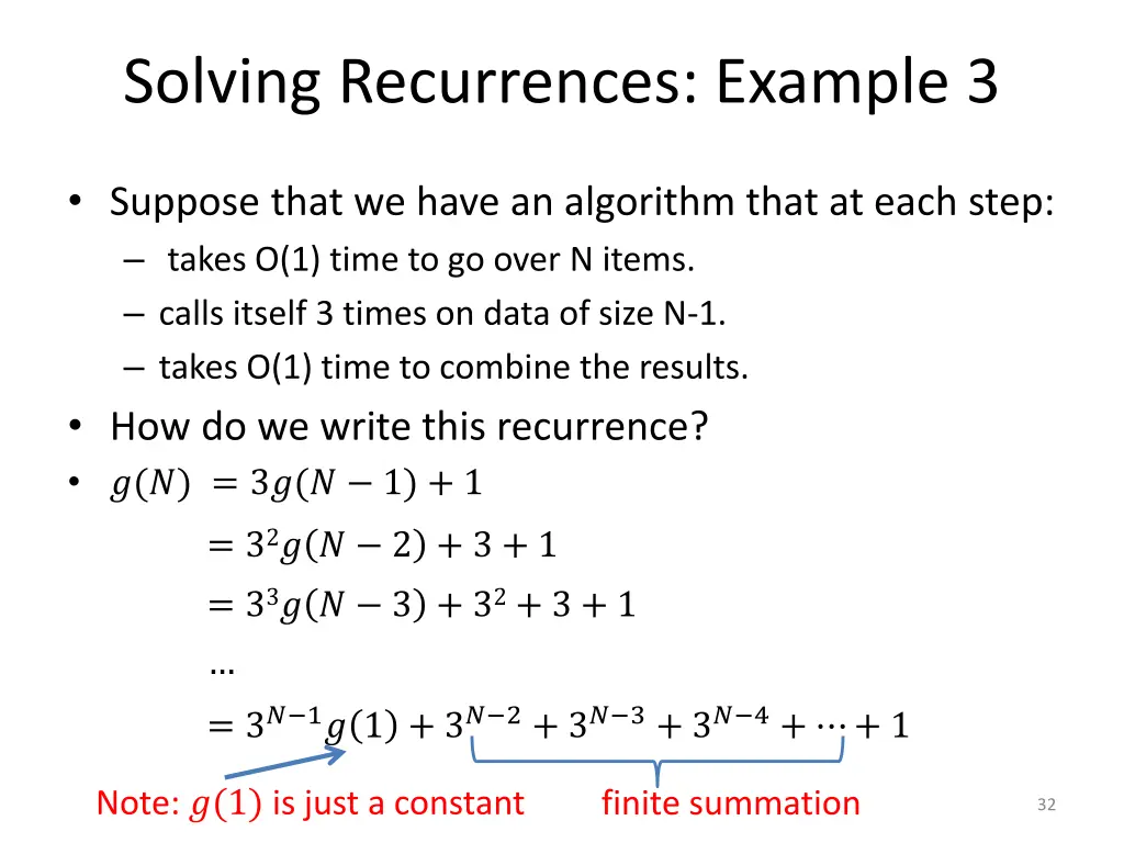 solving recurrences example 3 1