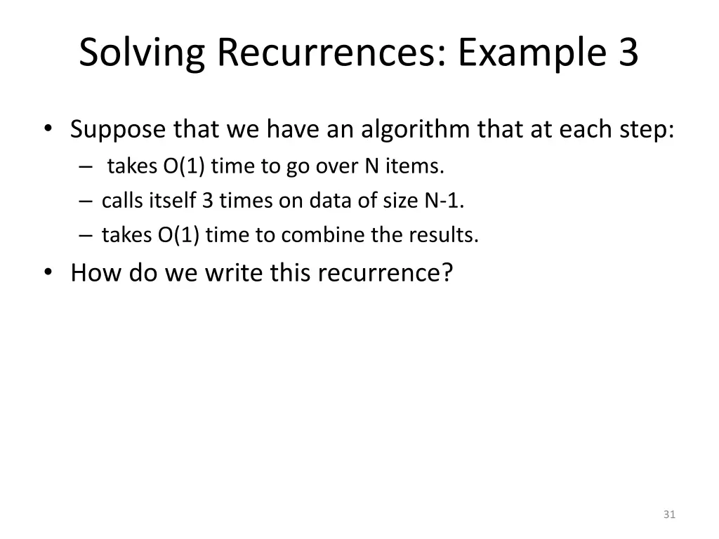 solving recurrences example 3