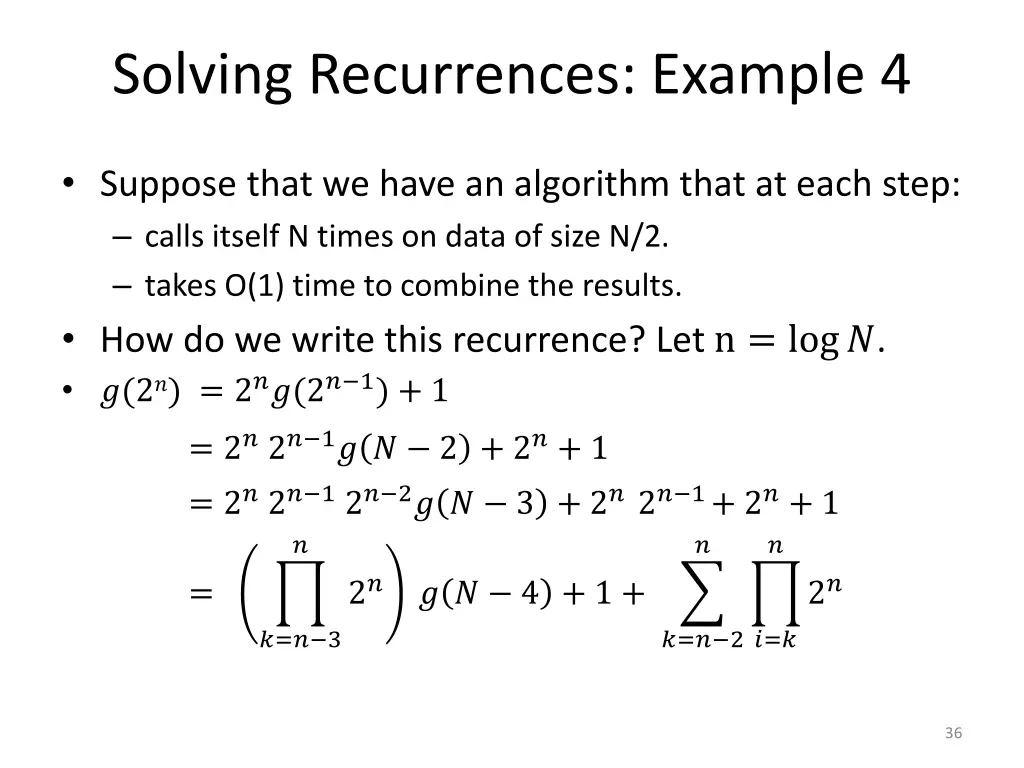 solving recurrences example 4 2
