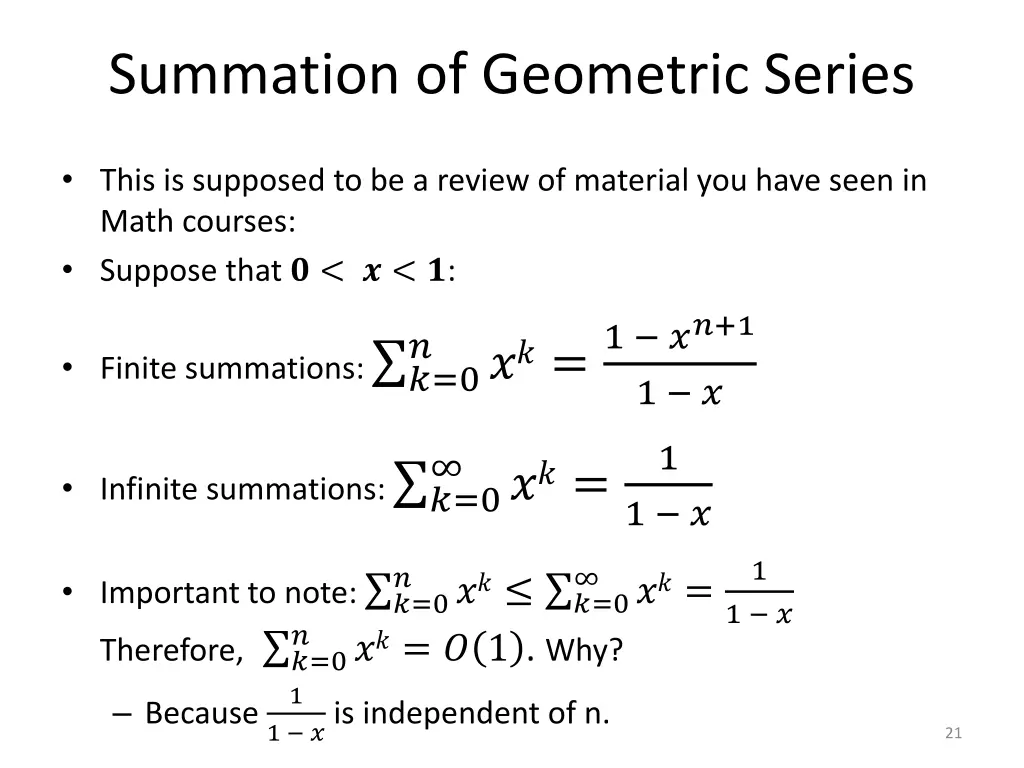summation of geometric series 1