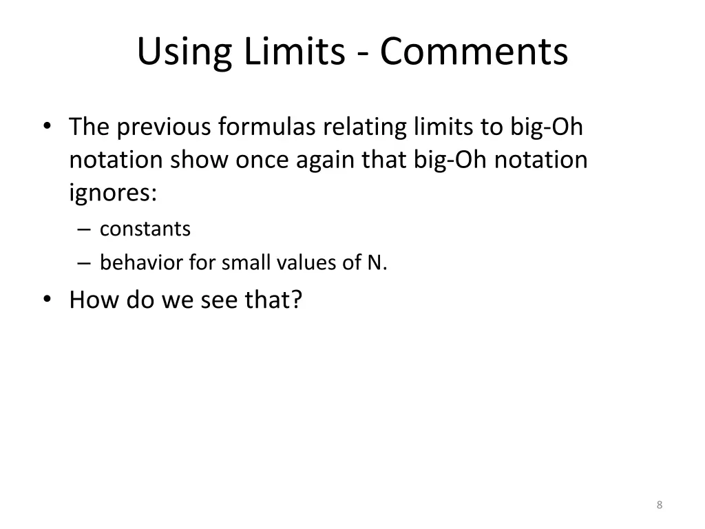 using limits comments