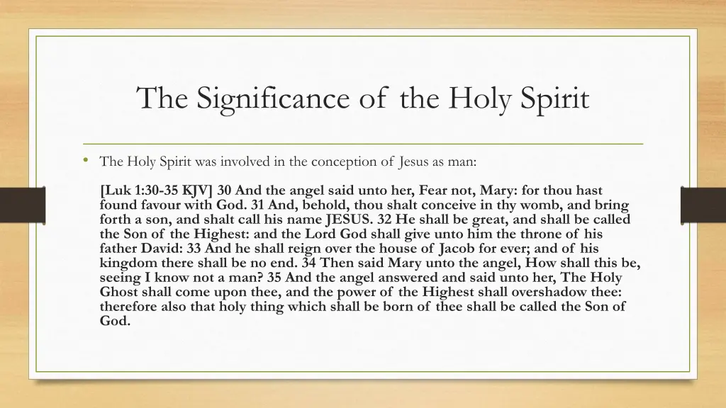 the significance of the holy spirit 1