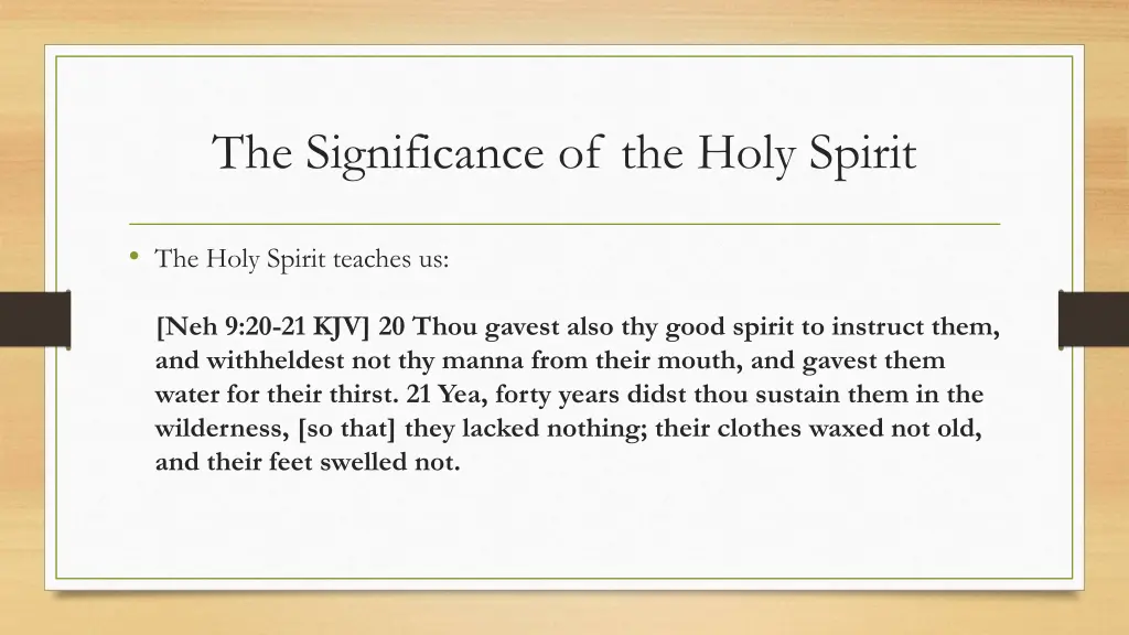 the significance of the holy spirit 8