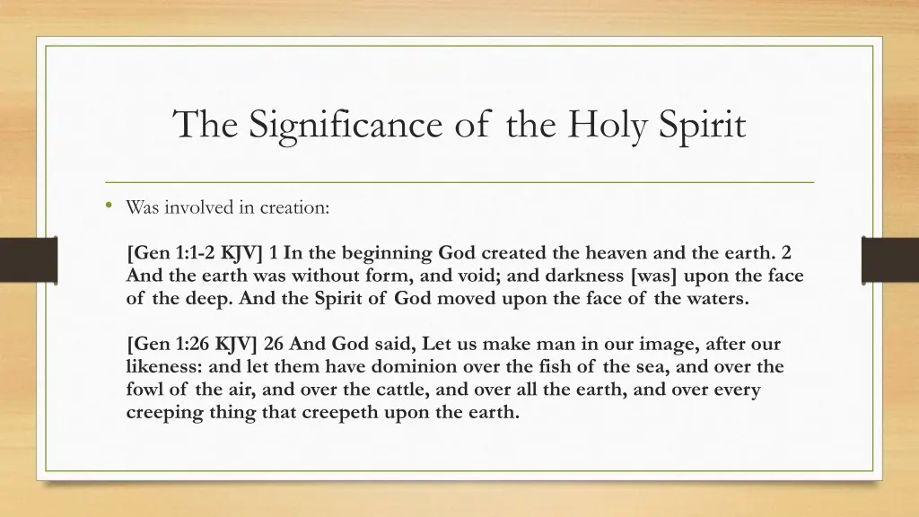 the significance of the holy spirit