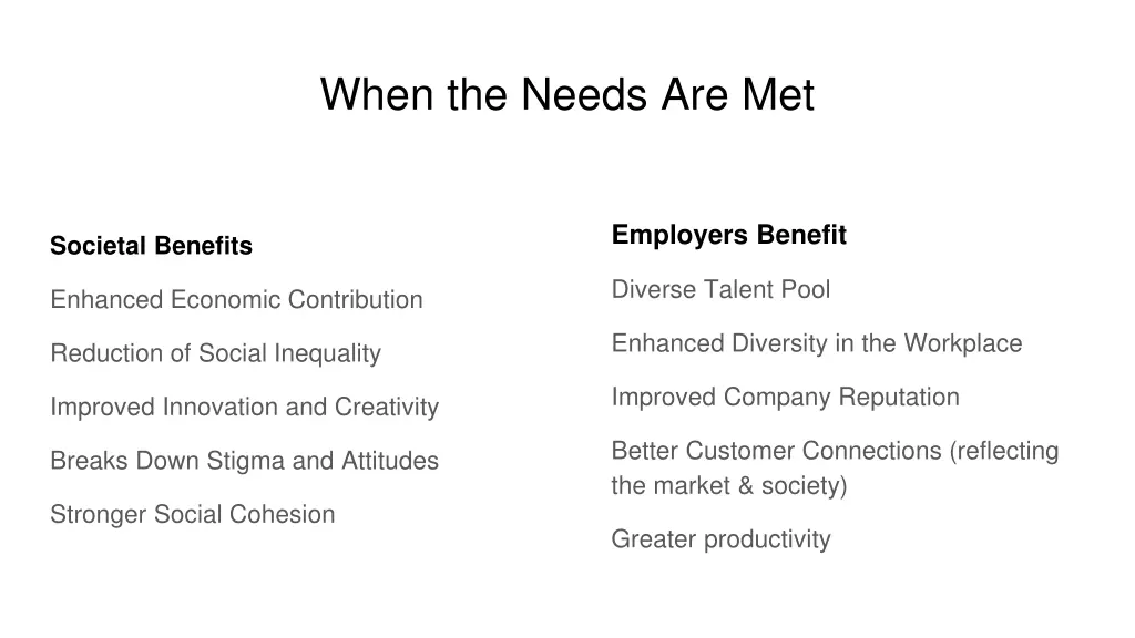 when the needs are met