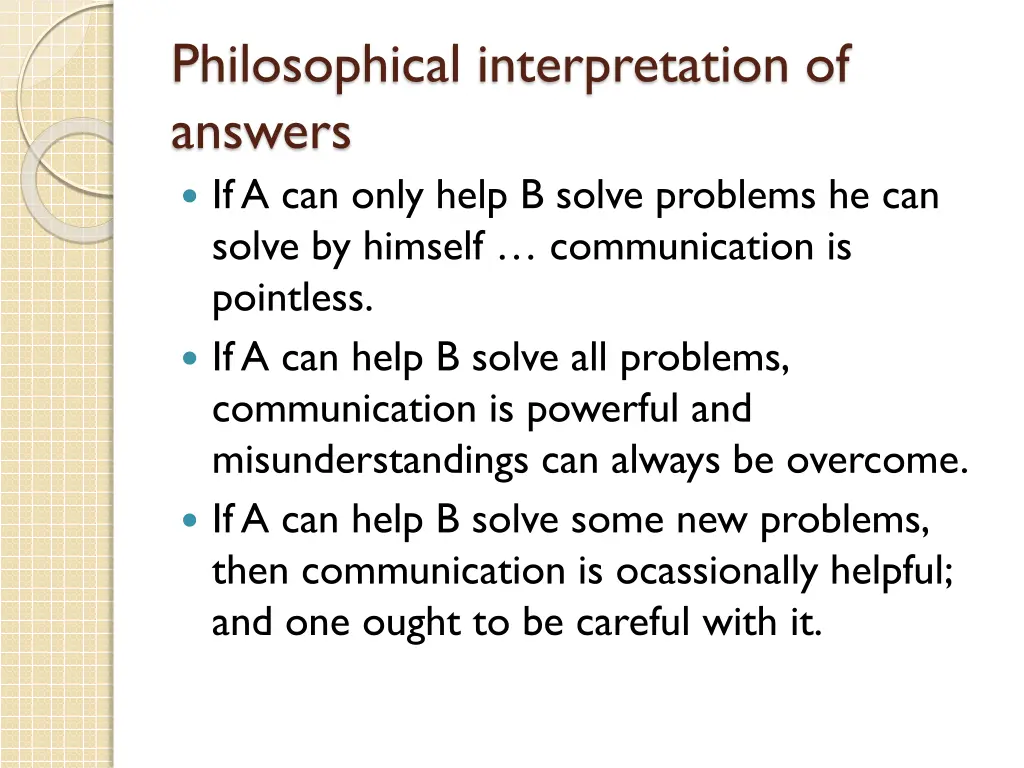 philosophical interpretation of answers