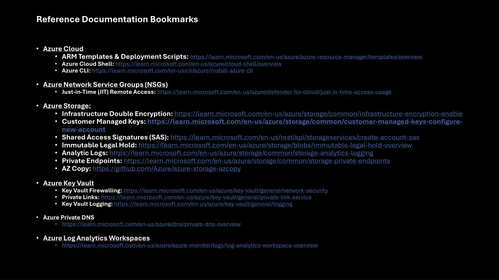 reference documentation bookmarks