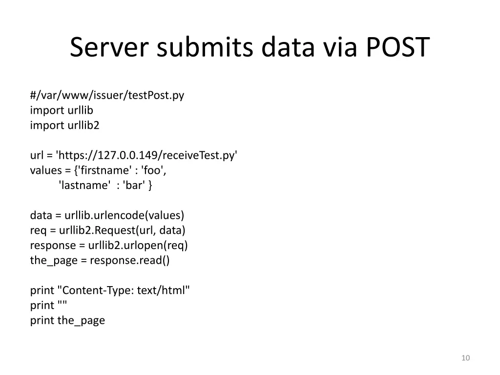 server submits data via post