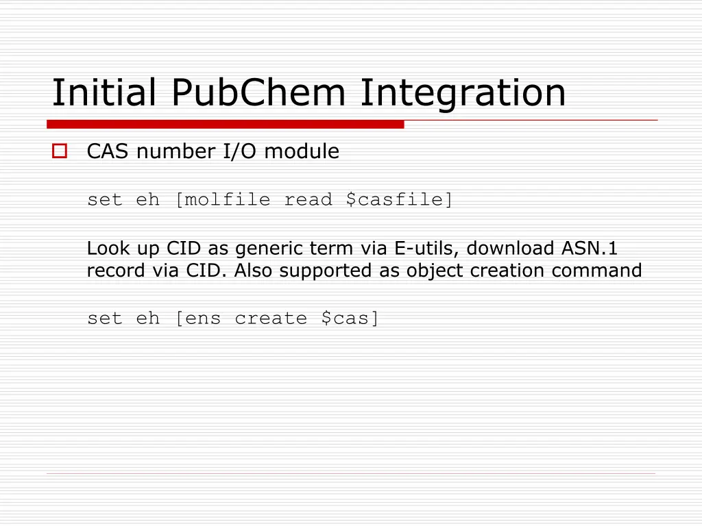 initial pubchem integration