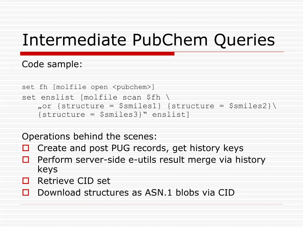 intermediate pubchem queries