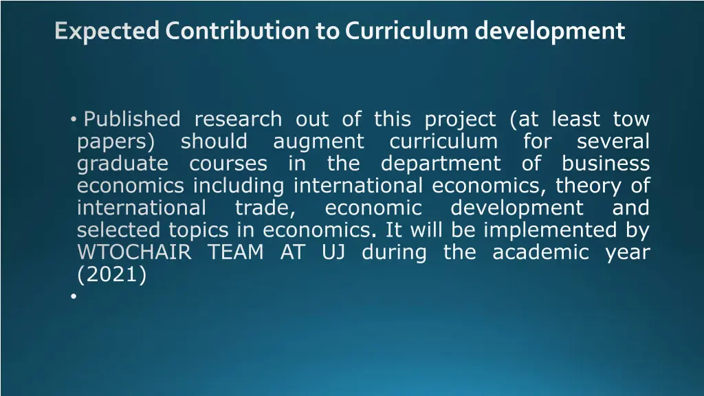 expected contribution to curriculum development