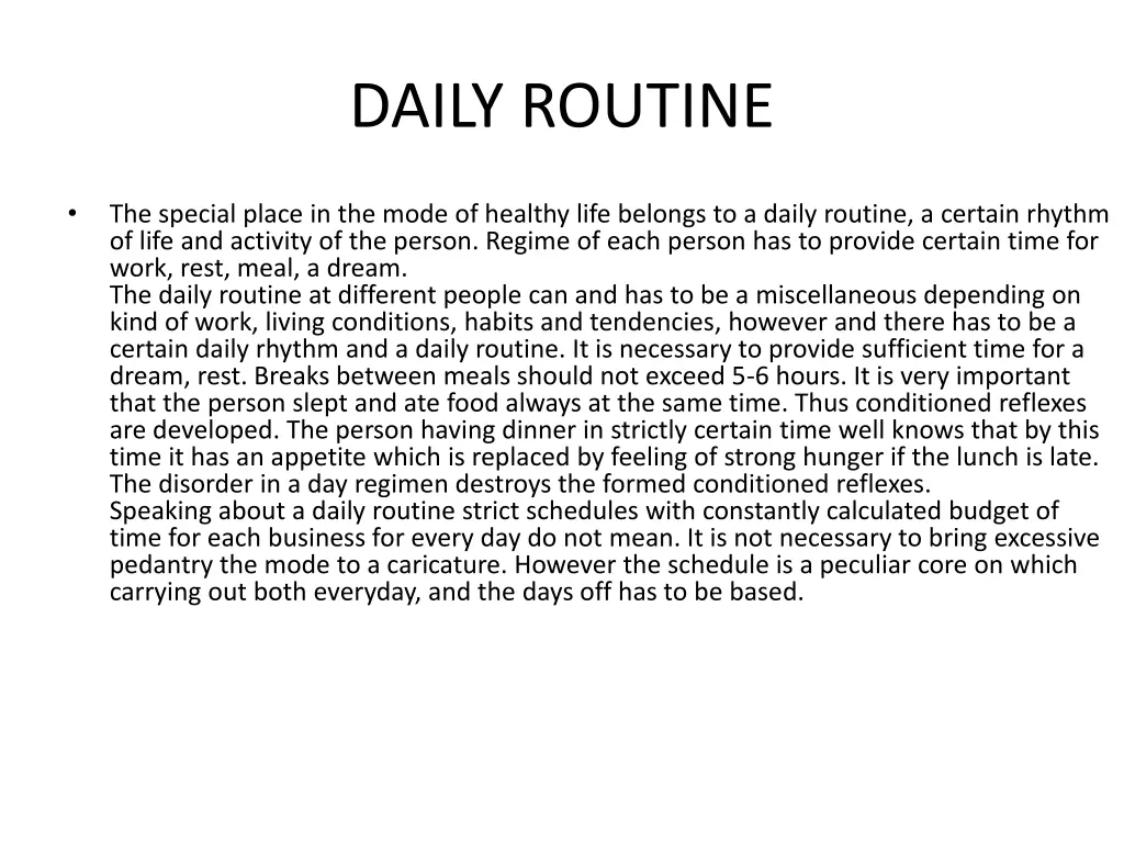 daily routine
