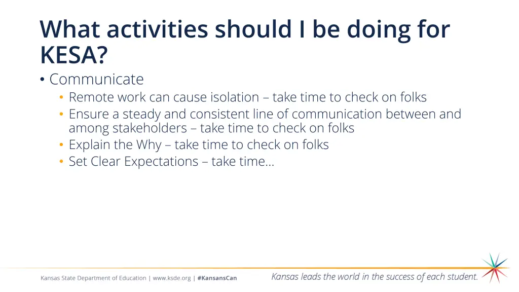 what activities should i be doing for kesa