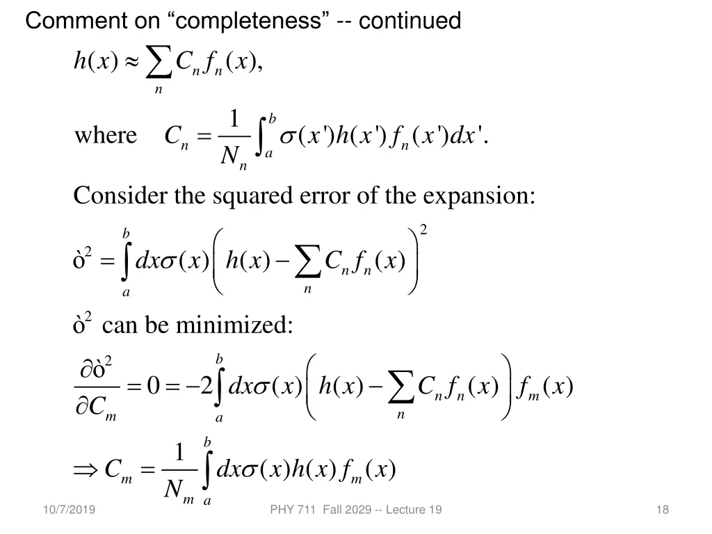 comment on completeness continued n n n