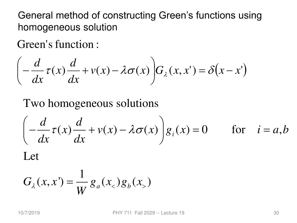 general method of constructing green s functions