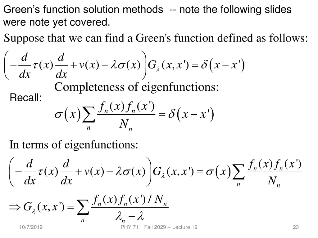 green s function solution methods note