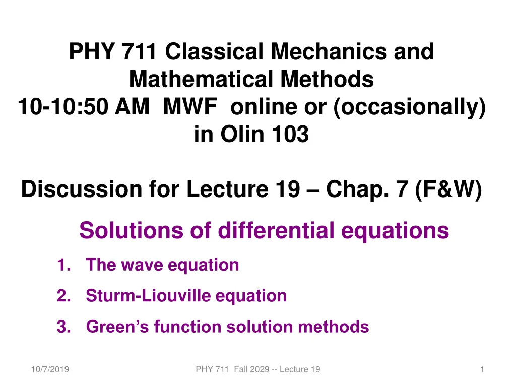 phy 711 classical mechanics and mathematical