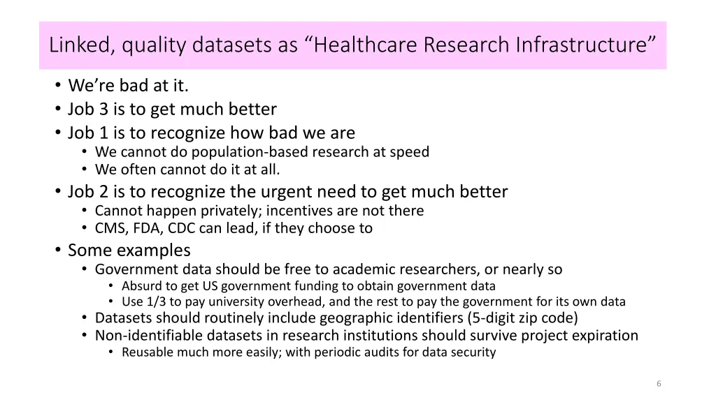 linked quality datasets as healthcare research
