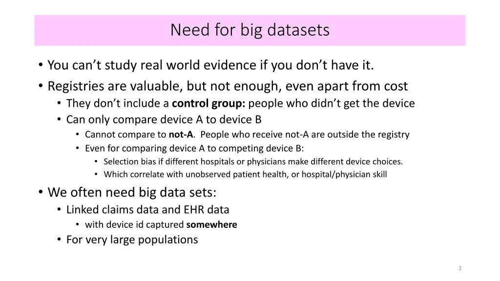 need for big datasets