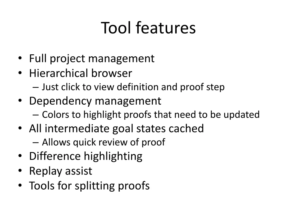 tool features