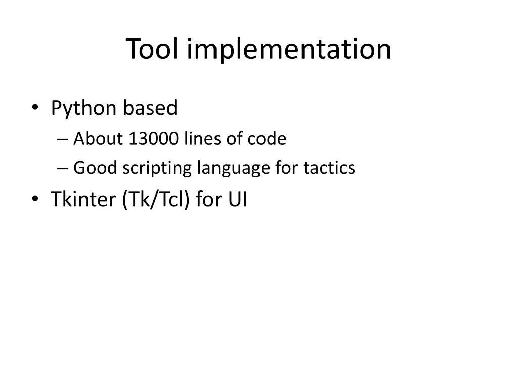 tool implementation