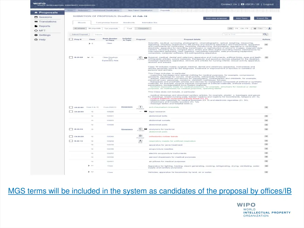 mgs terms will be included in the system