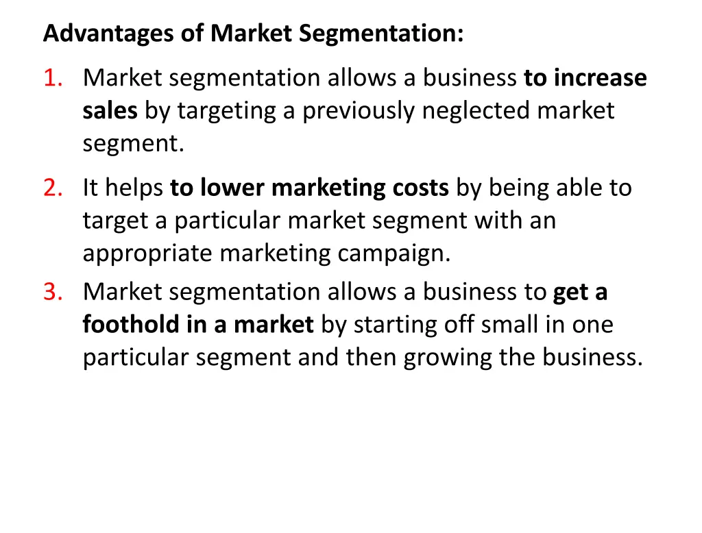advantages of market segmentation