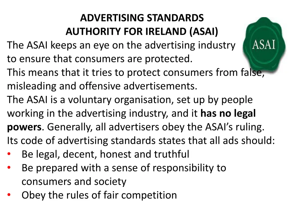 advertising standards authority for ireland asai