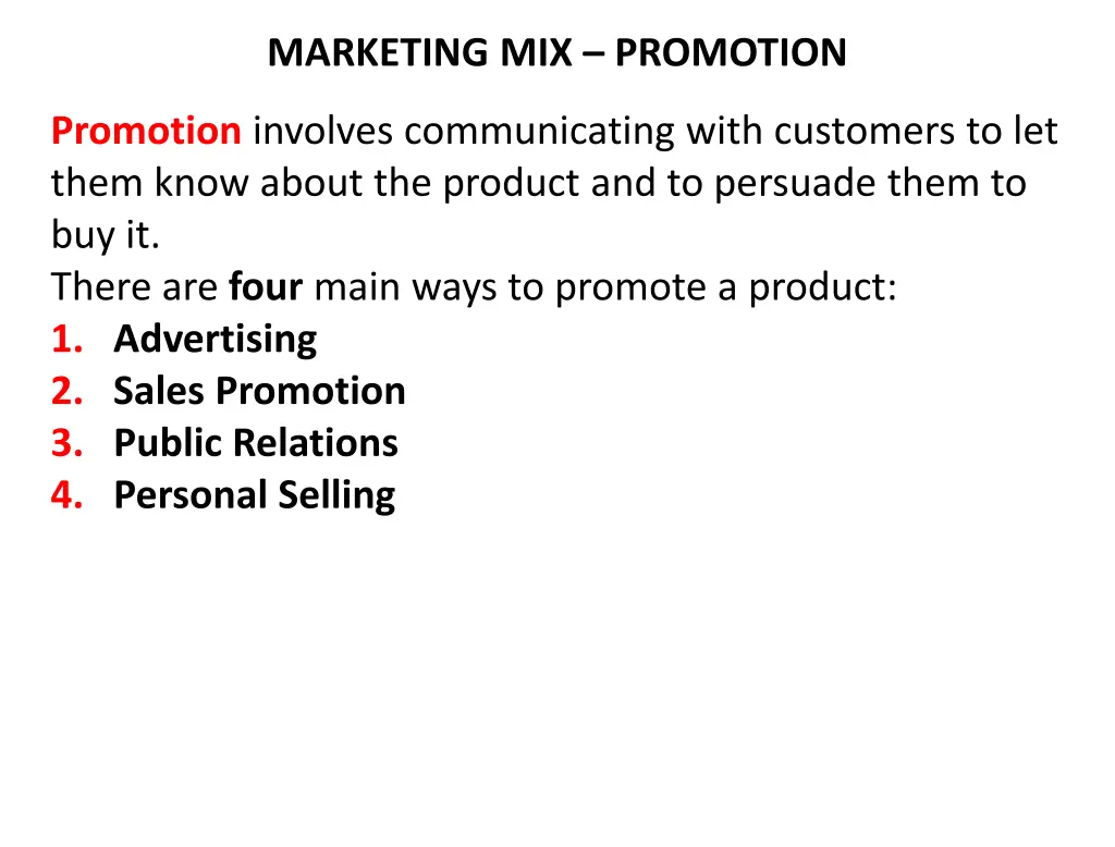 marketing mix promotion