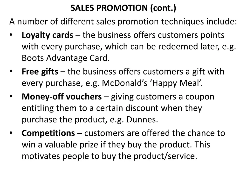 sales promotion cont