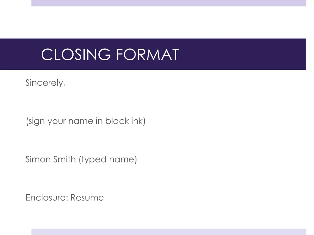 closing format