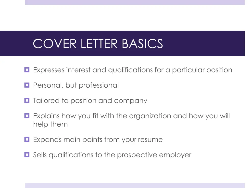 cover letter basics
