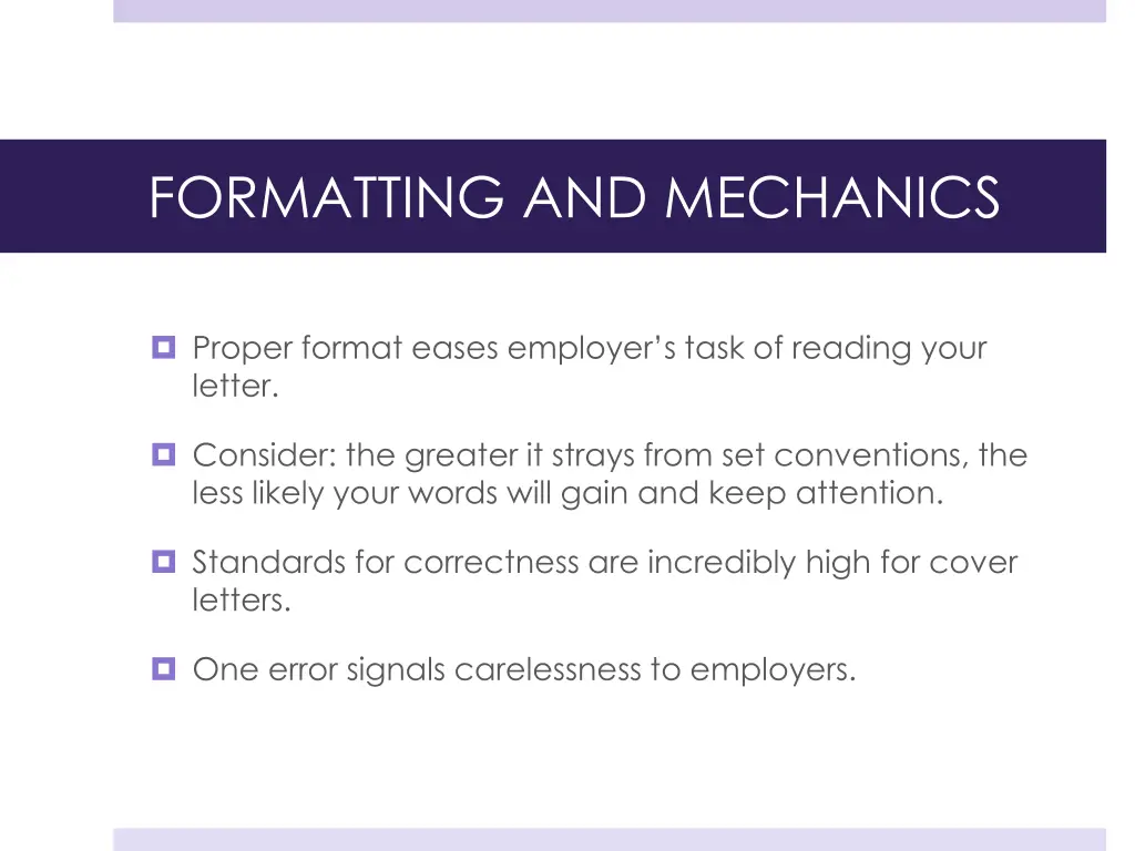 formatting and mechanics