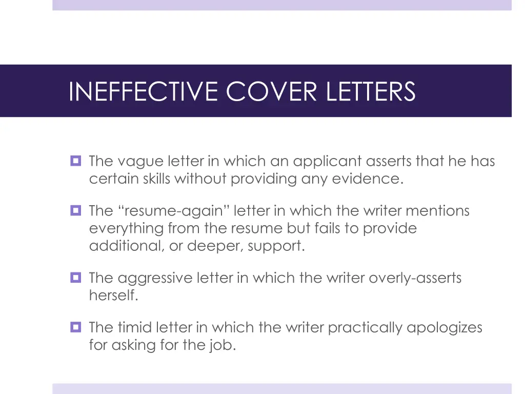 ineffective cover letters