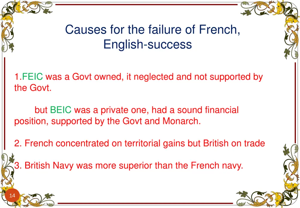 causes for the failure of french english success