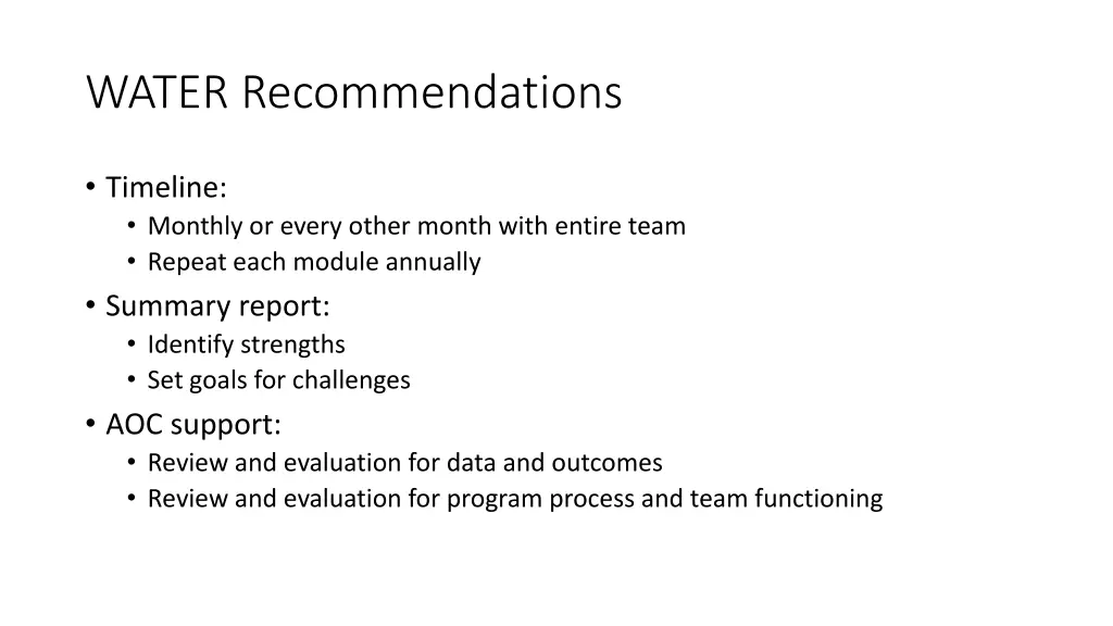 water recommendations