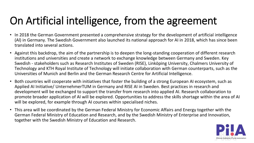 on artificial intelligence from the agreement