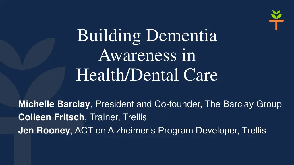 building dementia awareness in health dental care