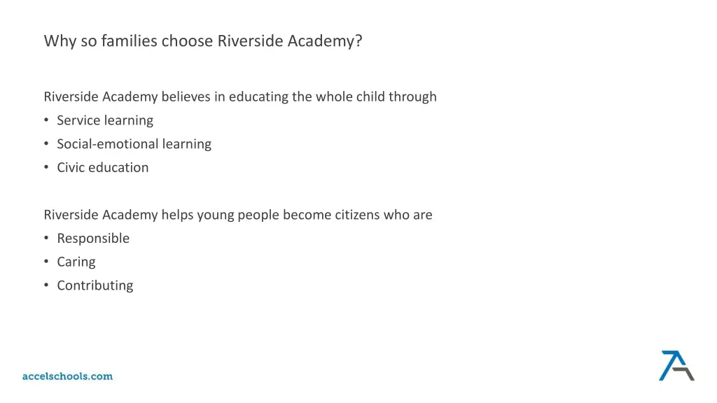 why so families choose riverside academy