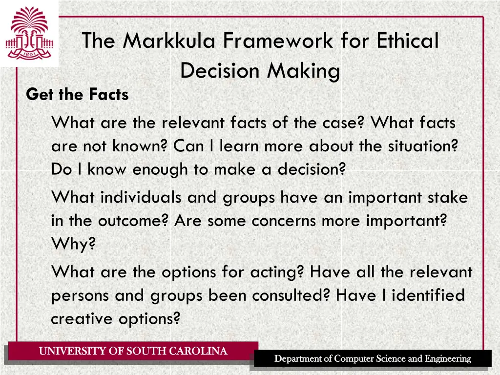 the markkula framework for ethical decision