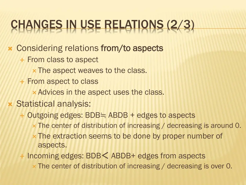 changes in use relations 2 3