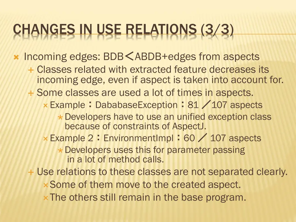 changes in use relations 3 3