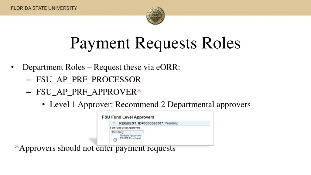 payment requests roles