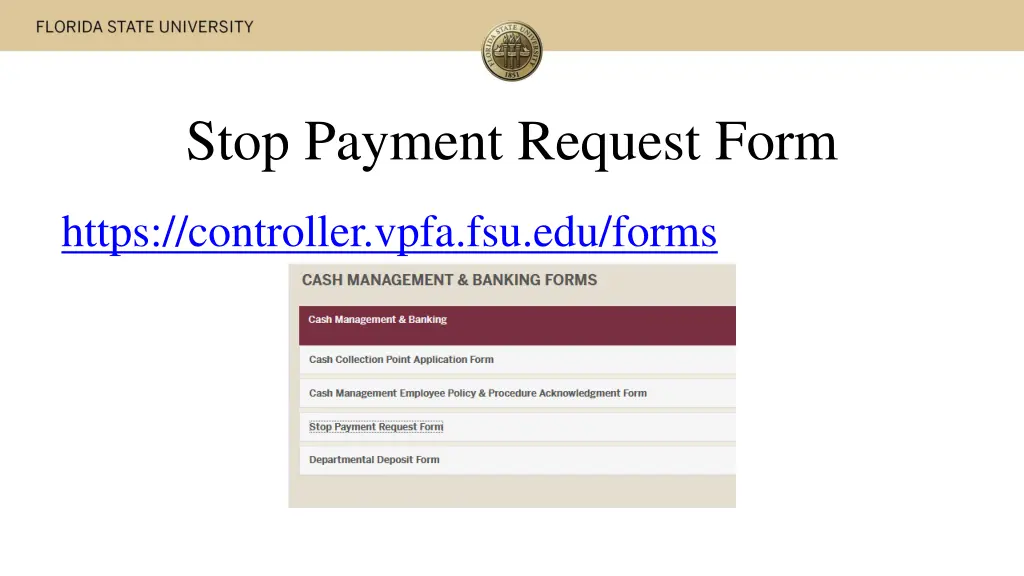 stop payment request form